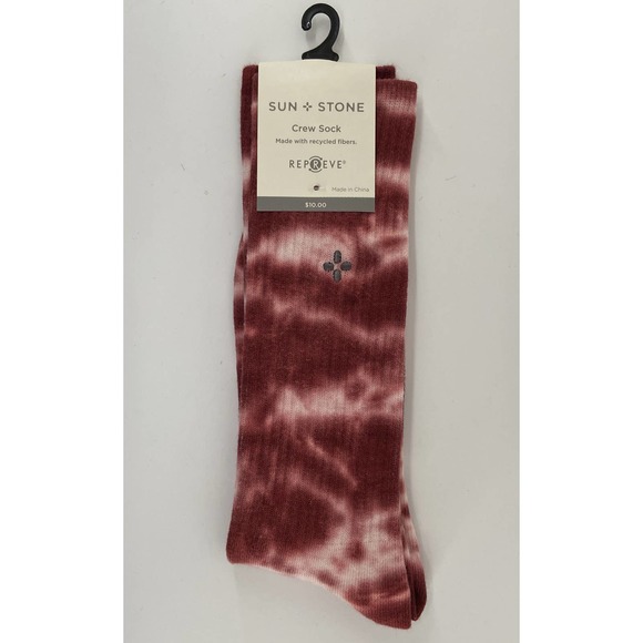 Sun + Stone Burgundy Tie-Dye Crew Socks - Picture 2 of 4